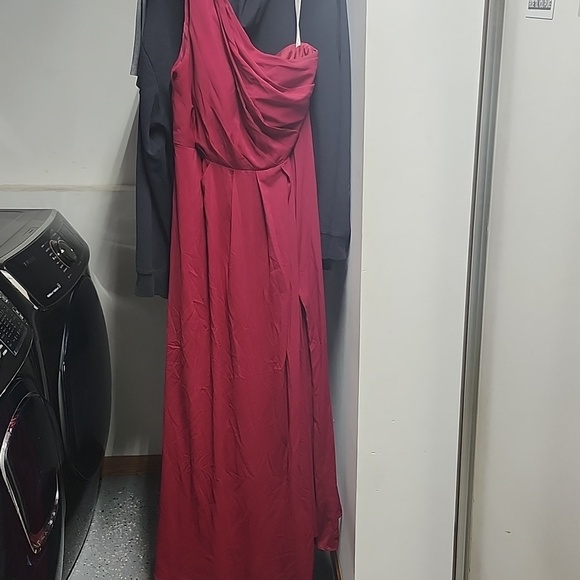 Azazie One-Shoulder Burgundy Dress - Picture 2 of 6